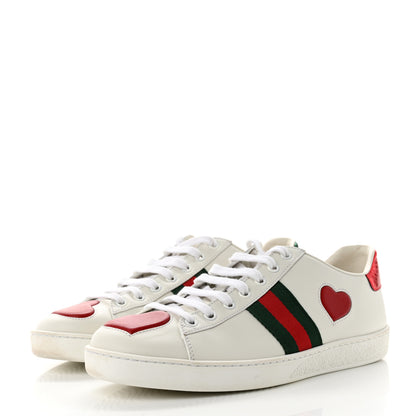 Gucci Calfskin Ayers Web Heart Embroidered Womens Ace Sneakers 39.5 White 3 of 8