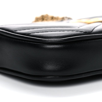 Gucci Calfskin Matelasse Mini GG Marmont Chain Crossbody Bag Black 8 of 10