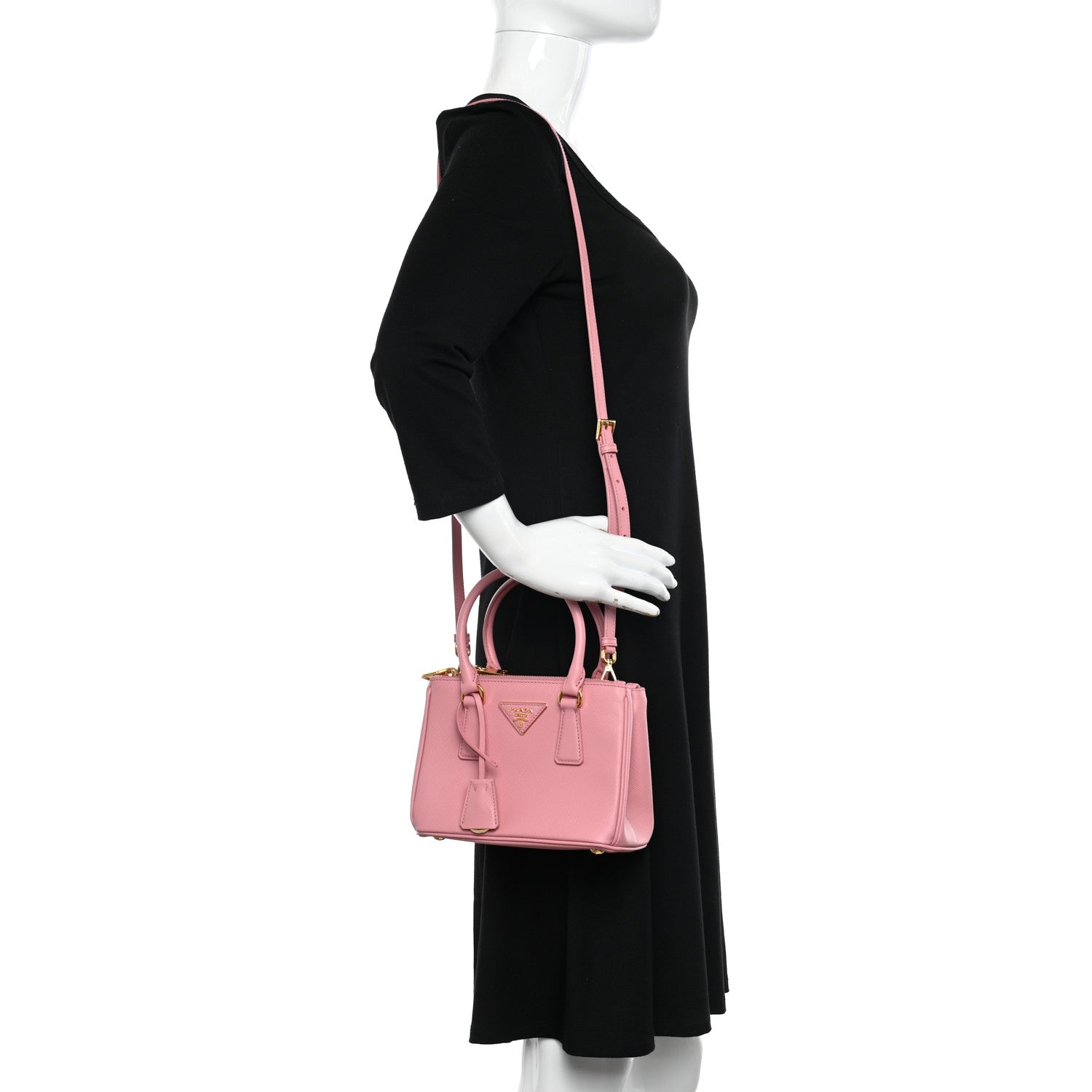 Prada Saffiano Mini Galleria Double Zip Tote Petalo 2 of 9