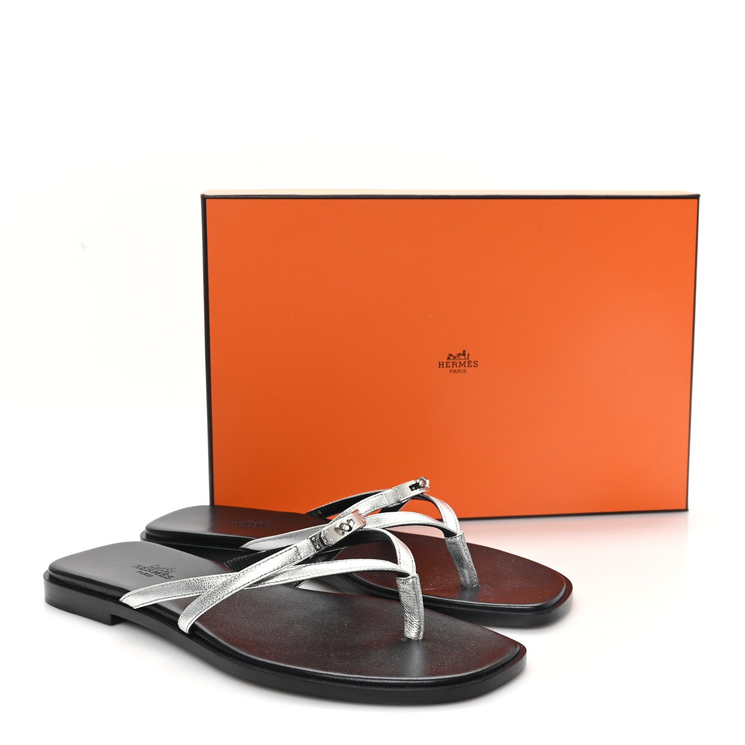 Hermes Calfskin Miss Sandals 39.5 Gris Argente 9 of 9