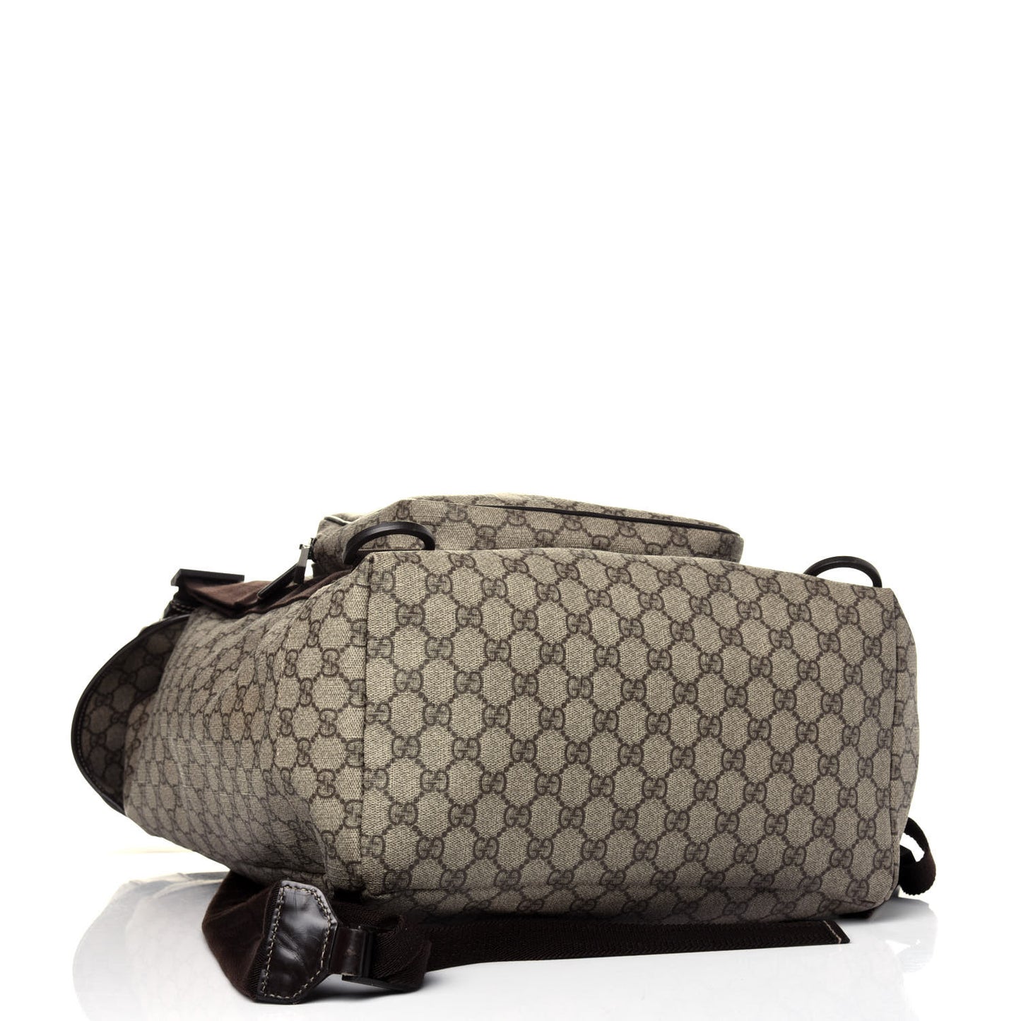 GG Supreme Monogram Large Interlocking G Double Buckle Backpack Dark Brown