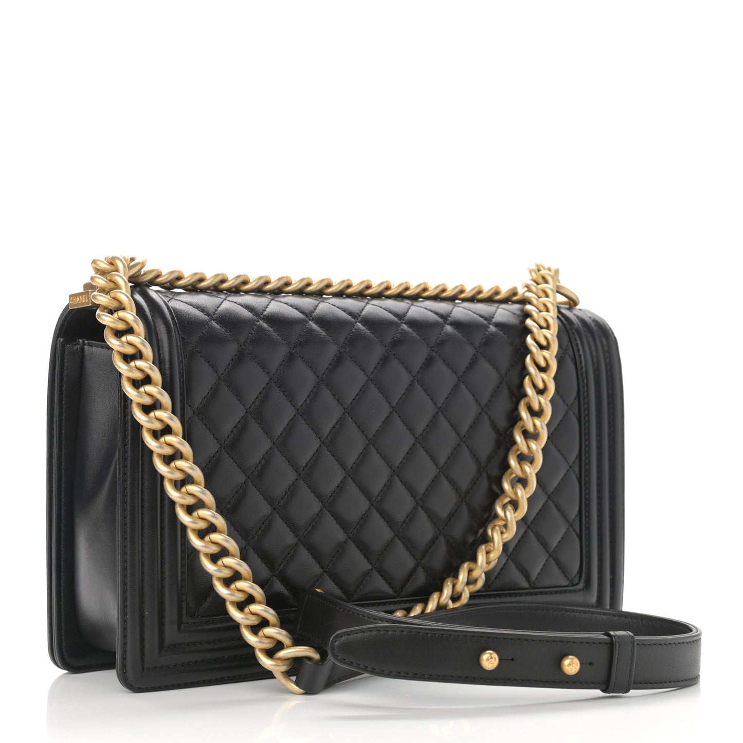 Lambskin Quilted New Medium Boy Flap Black
