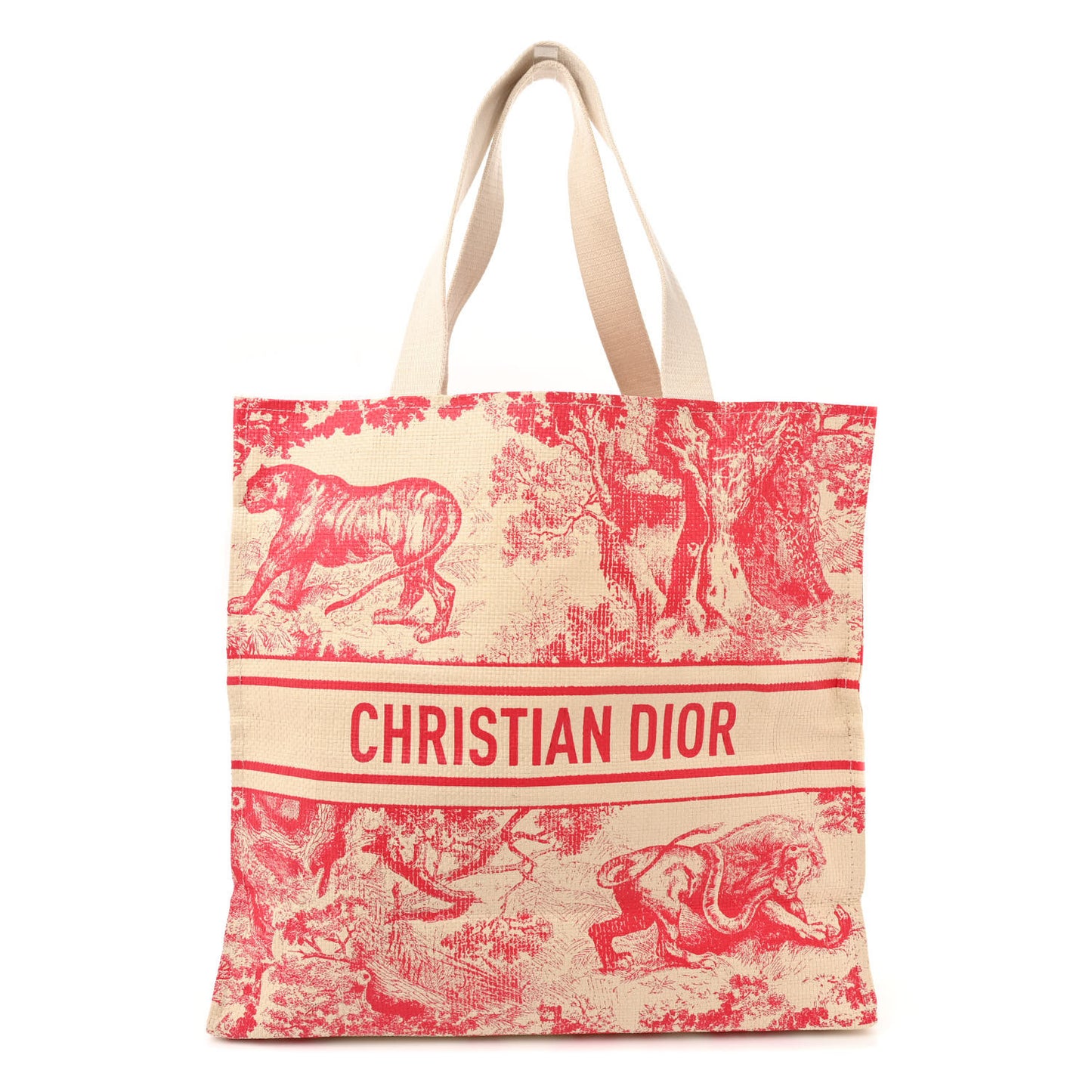 CHRISTIAN DIOR Straw Dioriviera Tote Pink
