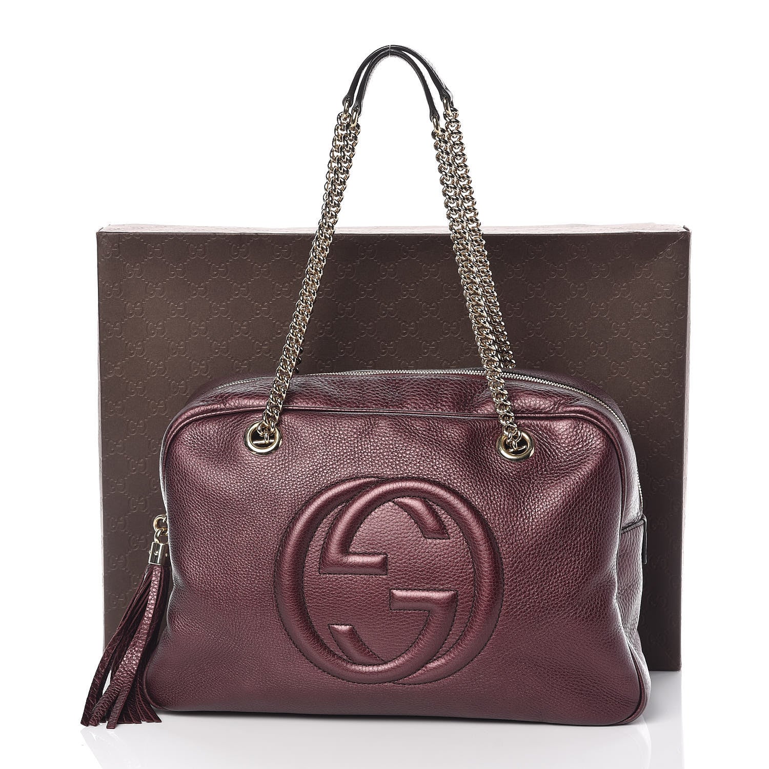 Gucci Metallic Cellarius Calfskin Medium Soho Bowler Classic Burgundy 10 of 10