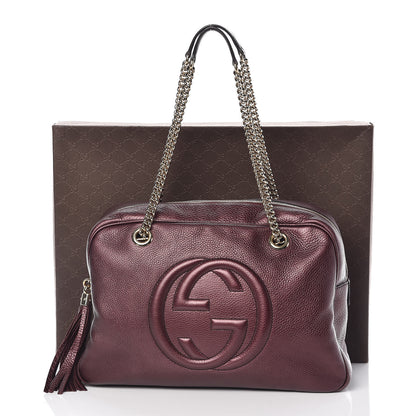 Gucci Metallic Cellarius Calfskin Medium Soho Bowler Classic Burgundy 10 of 10