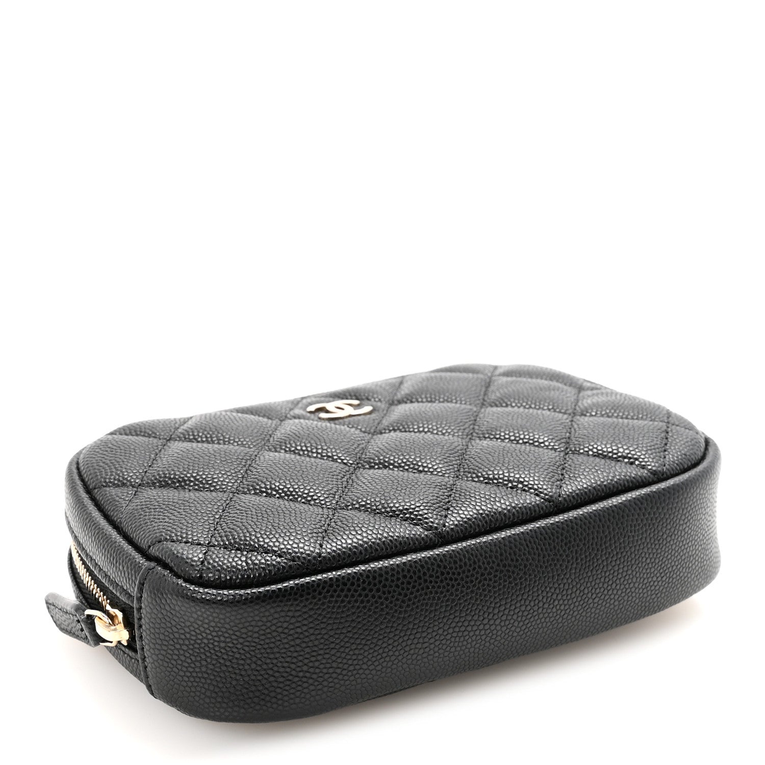 Chanel Caviar Quilted Small Curvy Pouch Cosmetic Case Black 4 of 8