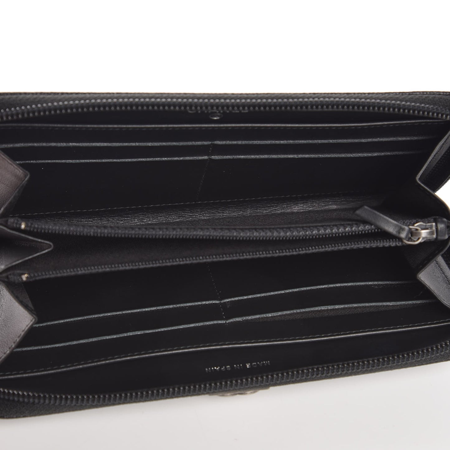 Caviar Chevron Quilted Zip Around Boy Wallet Black