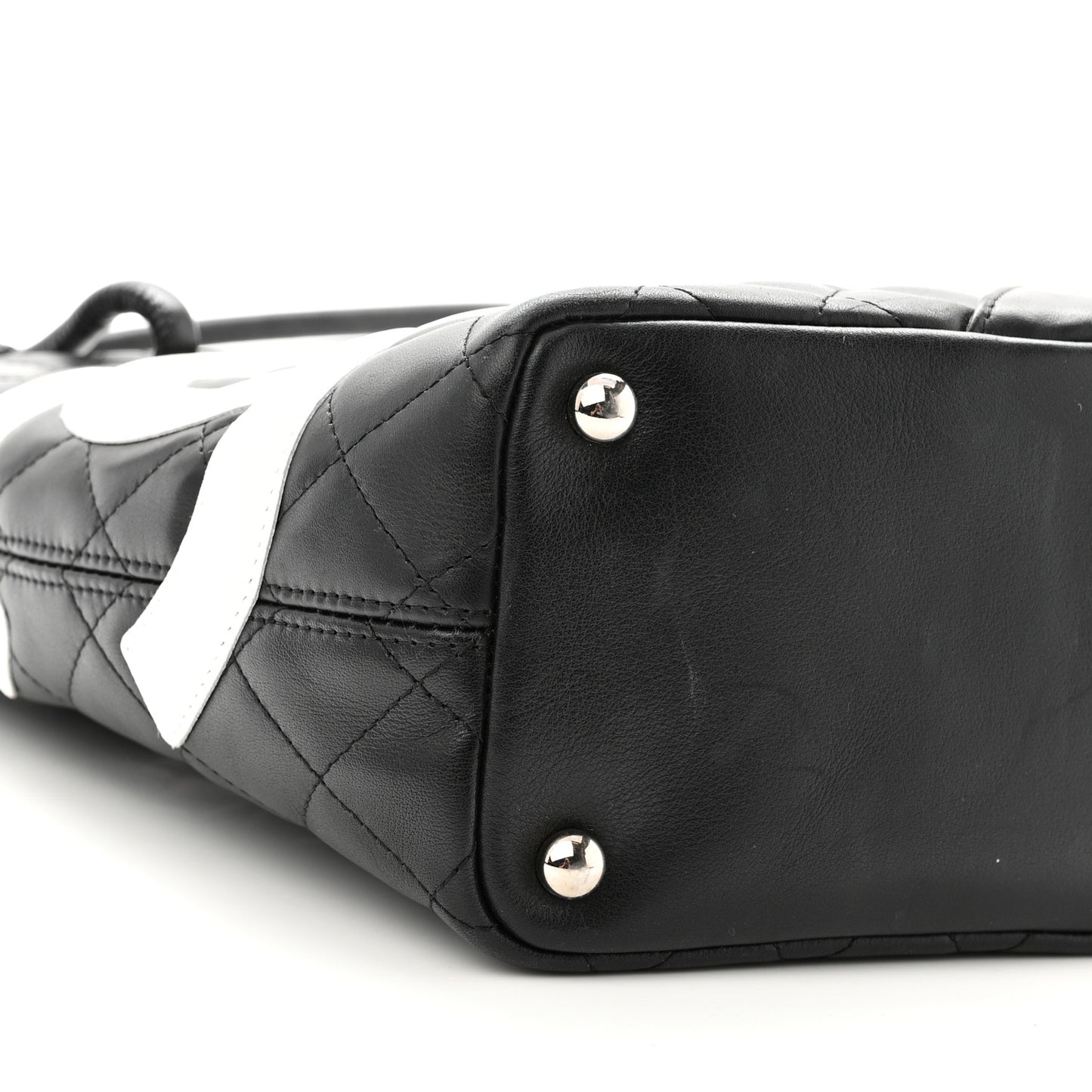 Calfskin Quilted Small Cambon Tote Black White