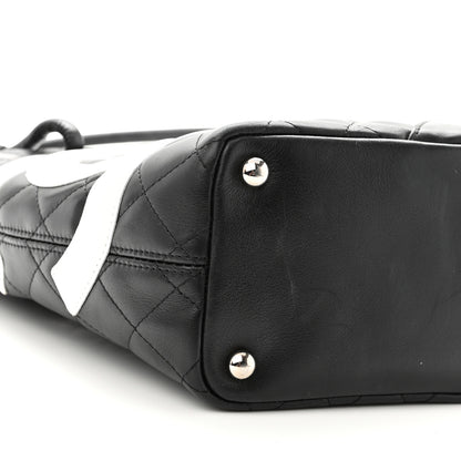 Chanel Calfskin Quilted Small Cambon Tote Black White 9 of 12