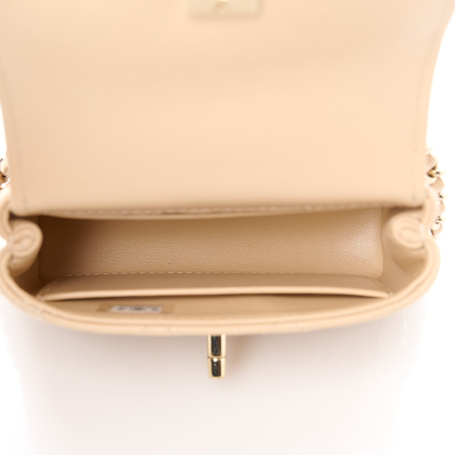 Chanel Caviar Quilted Nano Coco Handle Clutch With Chain Beige 5 of 11
