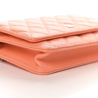 Chanel Caviar Quilted Wallet on Chain WOC Coral 10 of 13