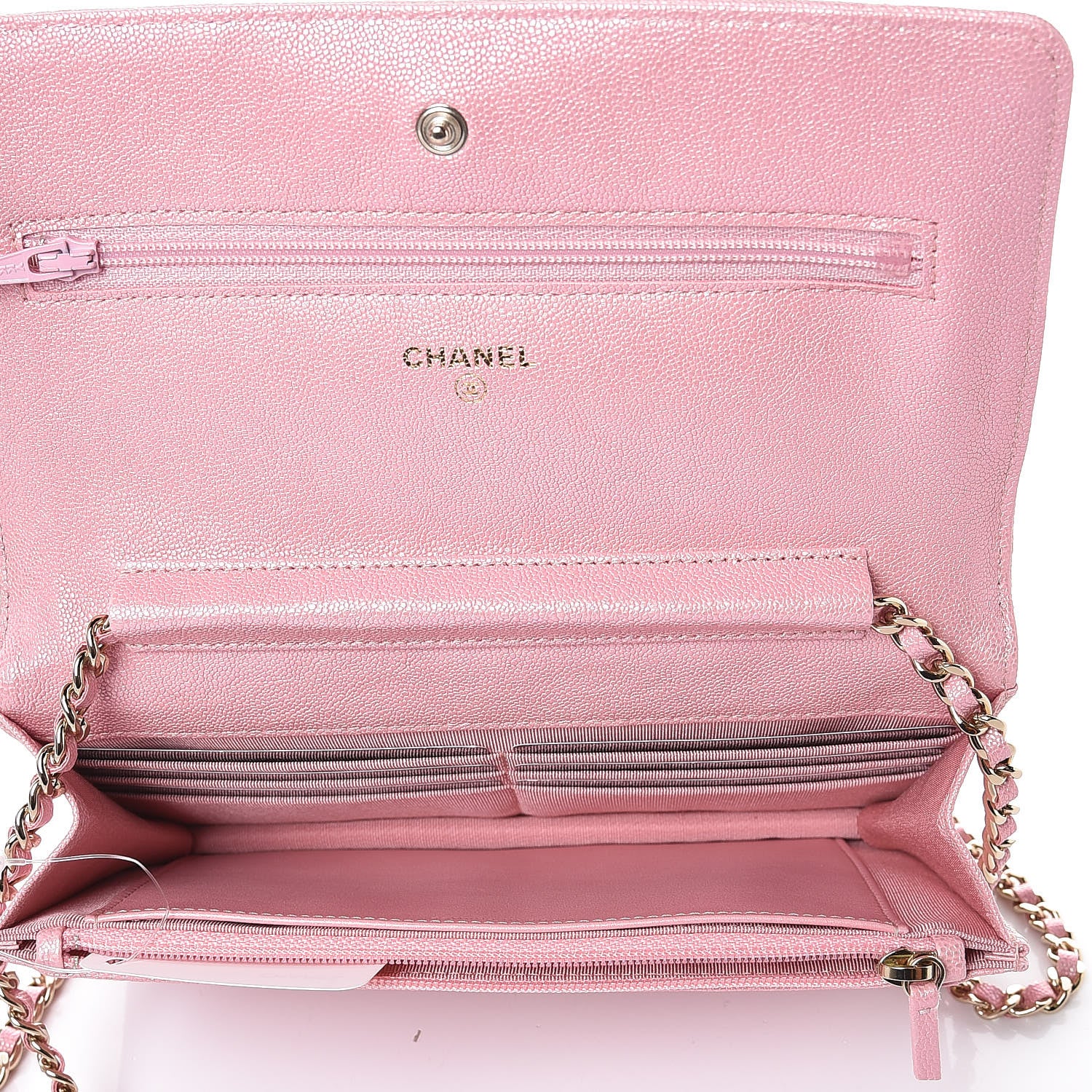 Chanel Iridescent Caviar Quilted Wallet on Chain WOC Rose Pink 5 of 9