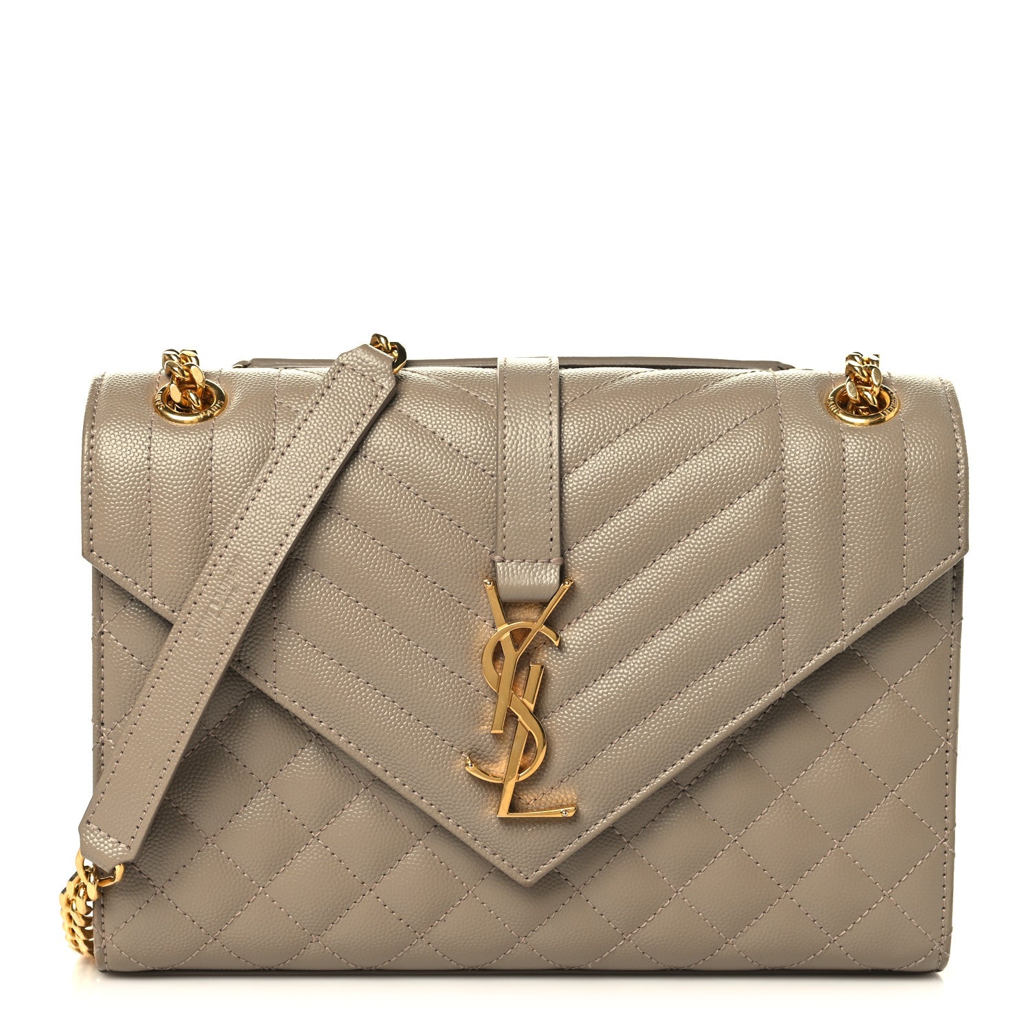 Saint Laurent Grain De Poudre Textured Mixed Matelasse Medium Triquilt Monogram Satchel Dusty Grey 1 of 10