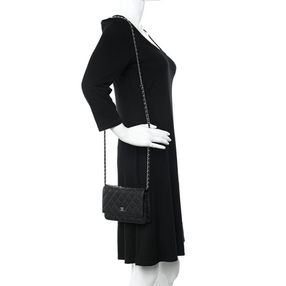 Chanel Lambskin Quilted Wallet On Chain WOC Black 2 of 12
