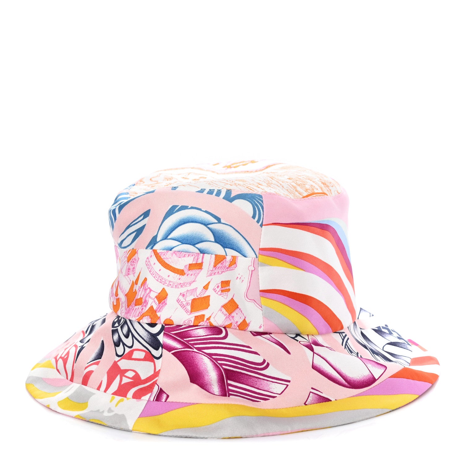 Hermes Silk Carla Patchwork Bucket Hat 58 4 of 5