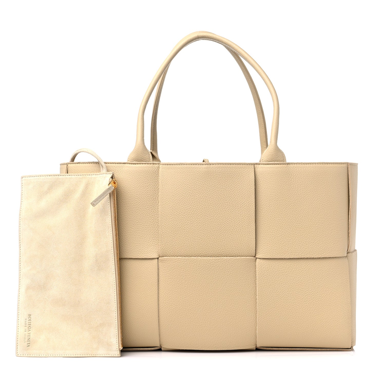 Grained Calfskin Intrecciato Medium Arco Tote Porridge