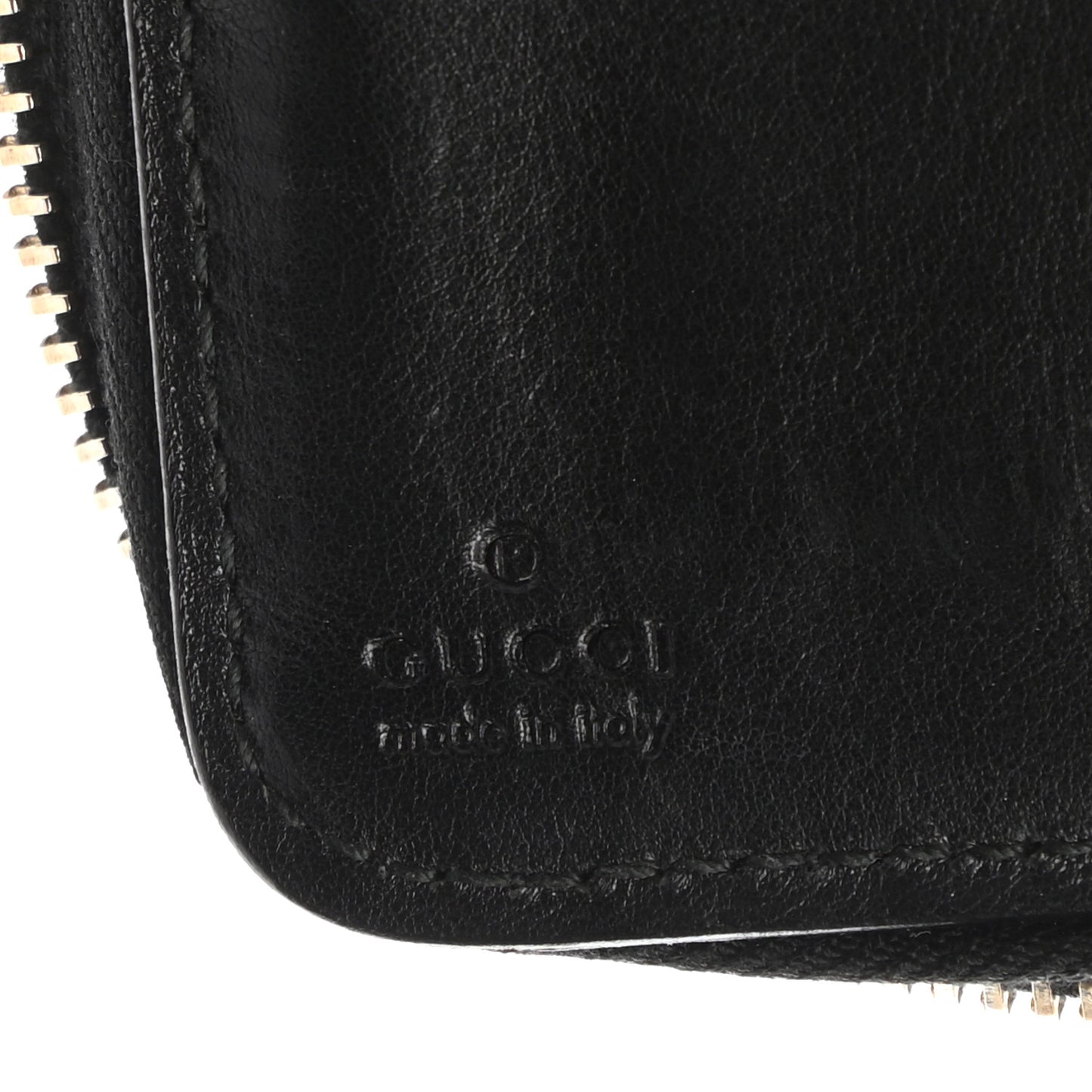 Guccissima Metal Bar Zip Around Organizer Wallet Black