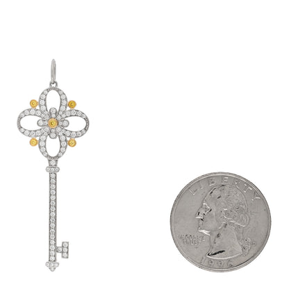 Tiffany Platinum 18K Yellow Gold Yellow Diamond Victoria Key Pendant 2 of 4