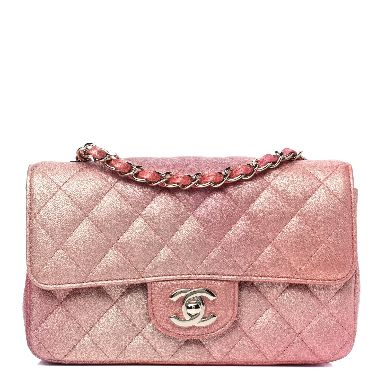 Chanel Metallic Lambskin Quilted Ombre Mini Rectangular Flap Pink 1 of 5