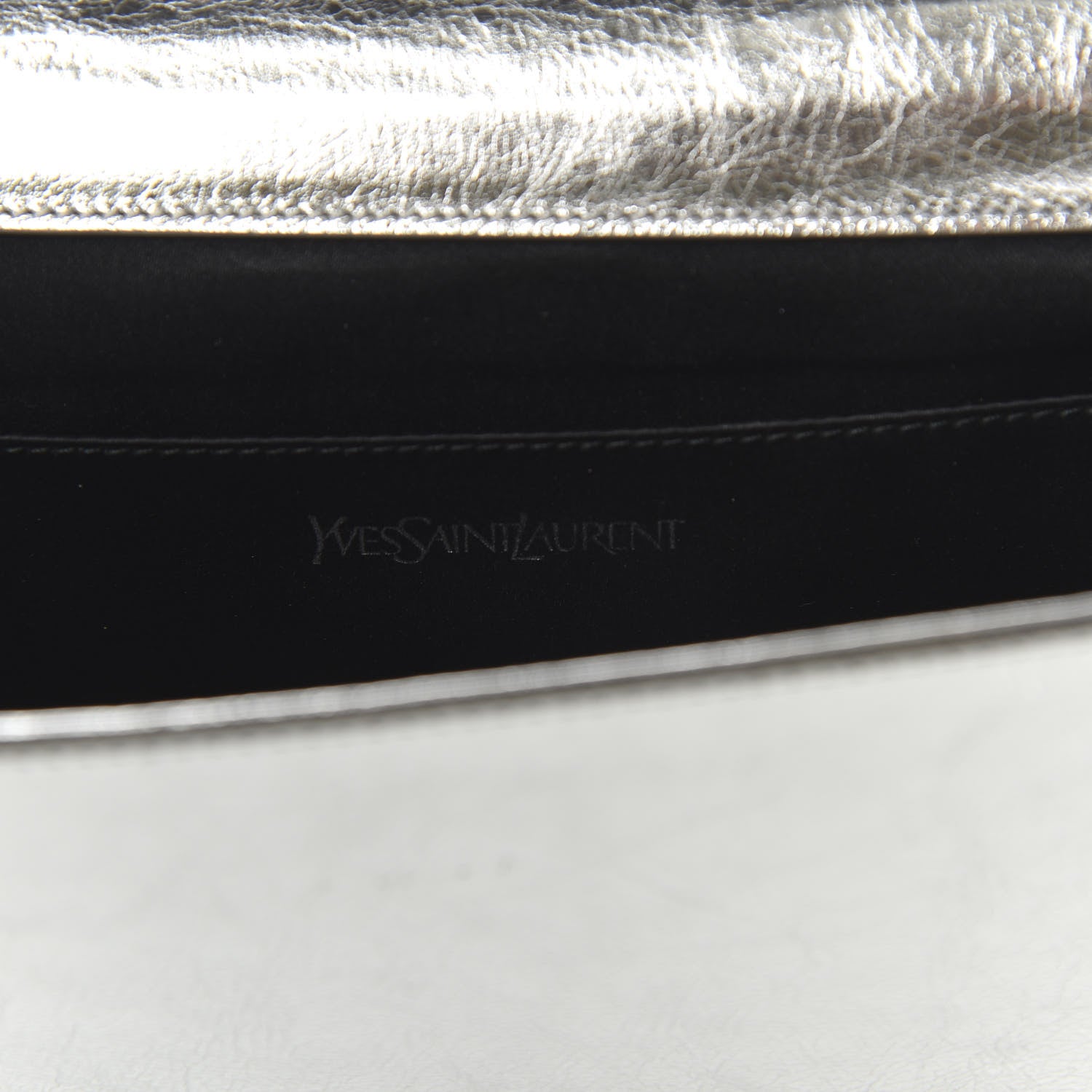 Saint Laurent Metallic Calfskin Monogram Large Belle De Jour Clutch Moon 8 of 10