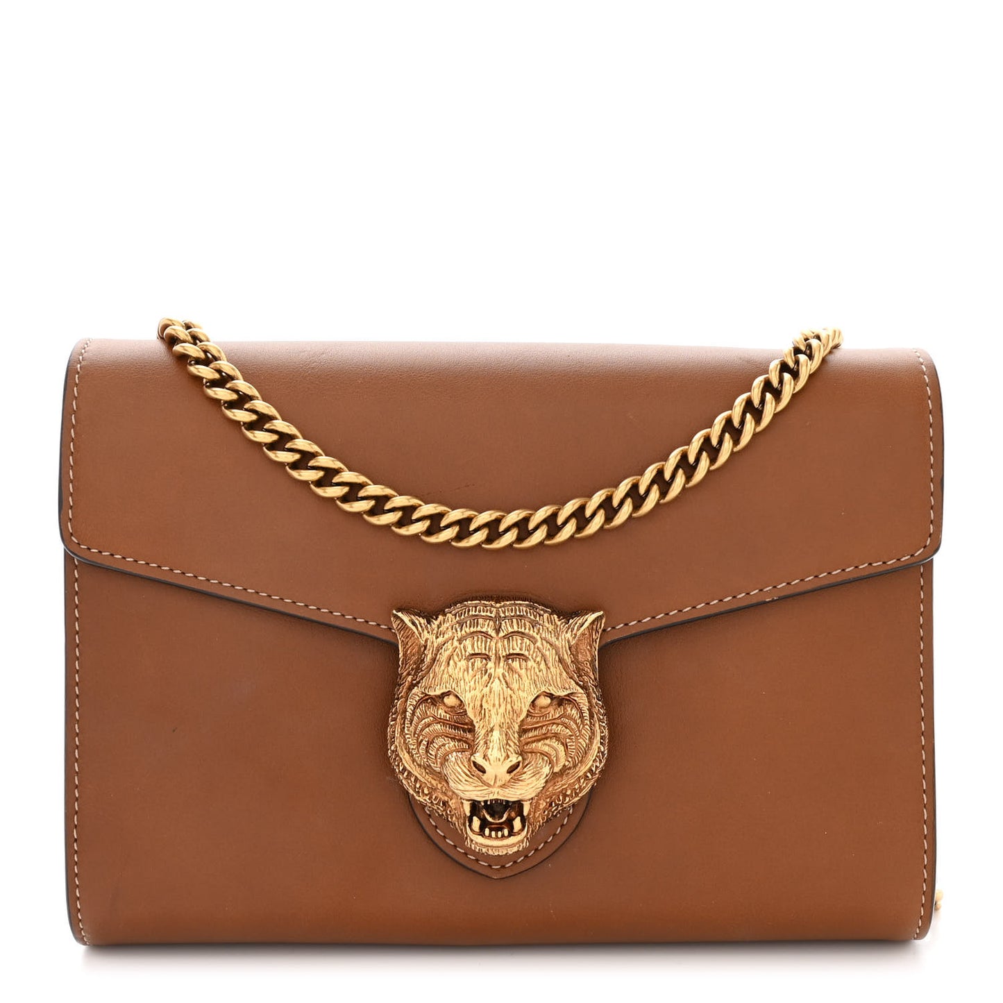 Calfskin Animalier Chain Wallet Brown