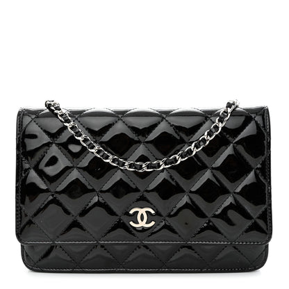 Chanel Patent Quilted Wallet On Chain WOC Black 1 of 13
