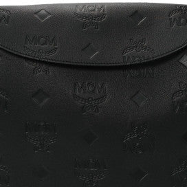 MCM Calfskin Ottomar Monogram Large Aren Flap Hobo Black 7 of 10