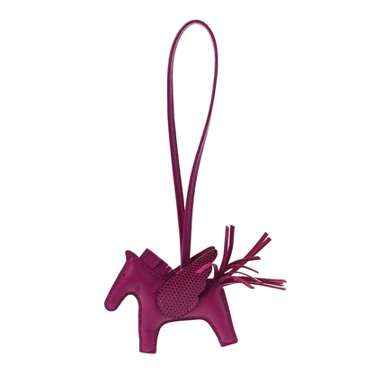 Hermes Milo Lambskin Lizard Touch Grigri Rodeo Pegase Horse Bag Charm PM Rose Poupre 1 of 4