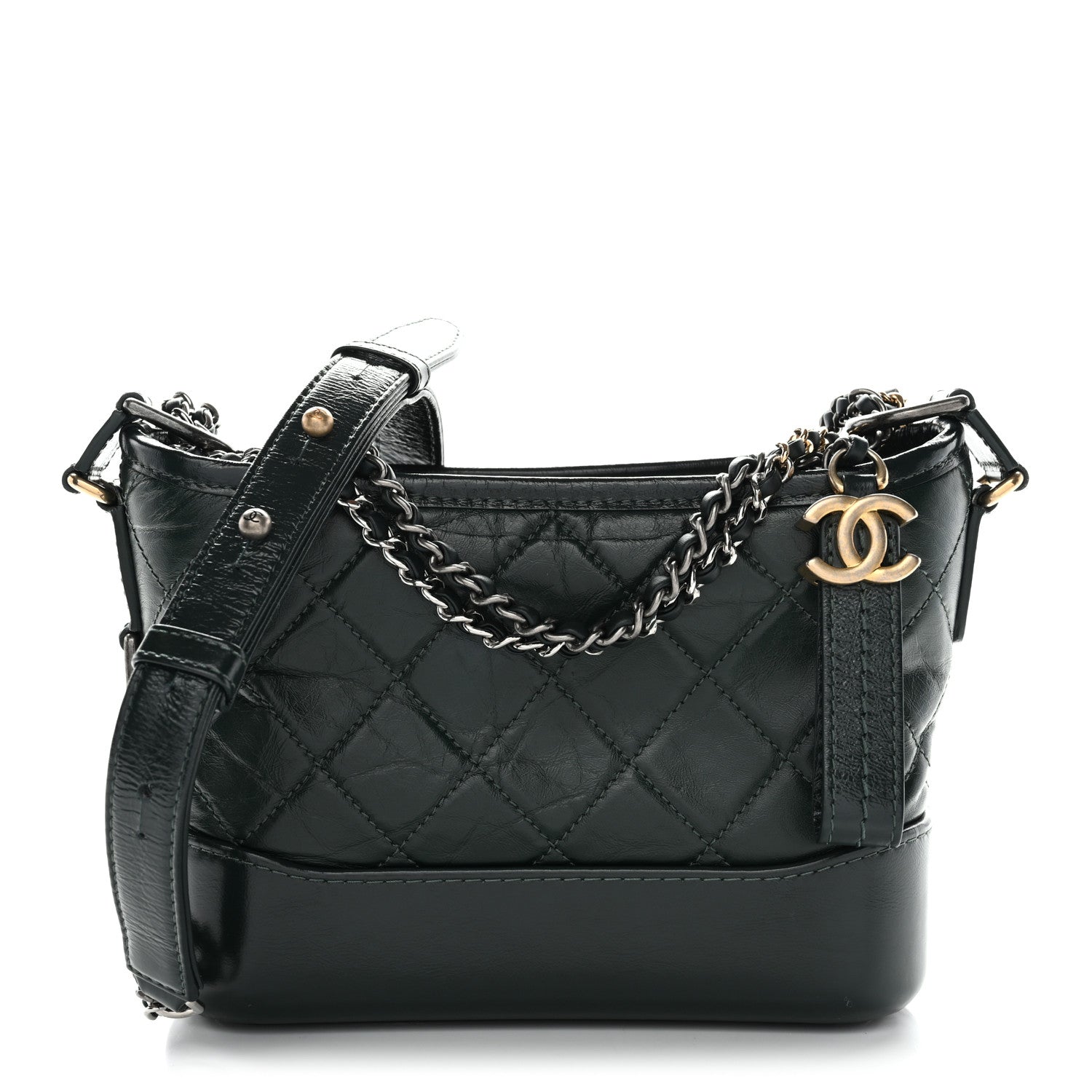 Chanel Aged Calfskin Quilted Small Gabrielle Hobo Dark Green 1 of 13