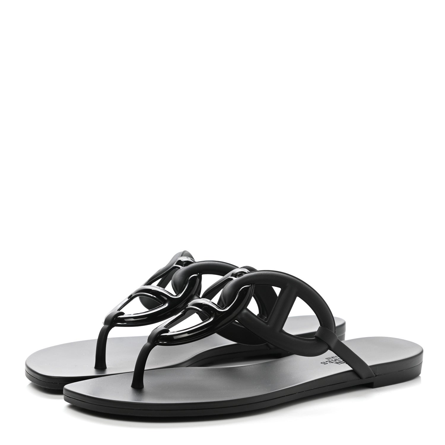 Hermes Rubber Womens Egerie Sandals 38 Black 3 of 9