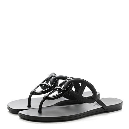 Hermes Rubber Womens Egerie Sandals 38 Black 3 of 9