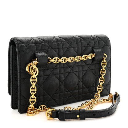 Christian Dior Supple Calfskin Cannage Caro Belt Pouch with Chain Black 3 of 10