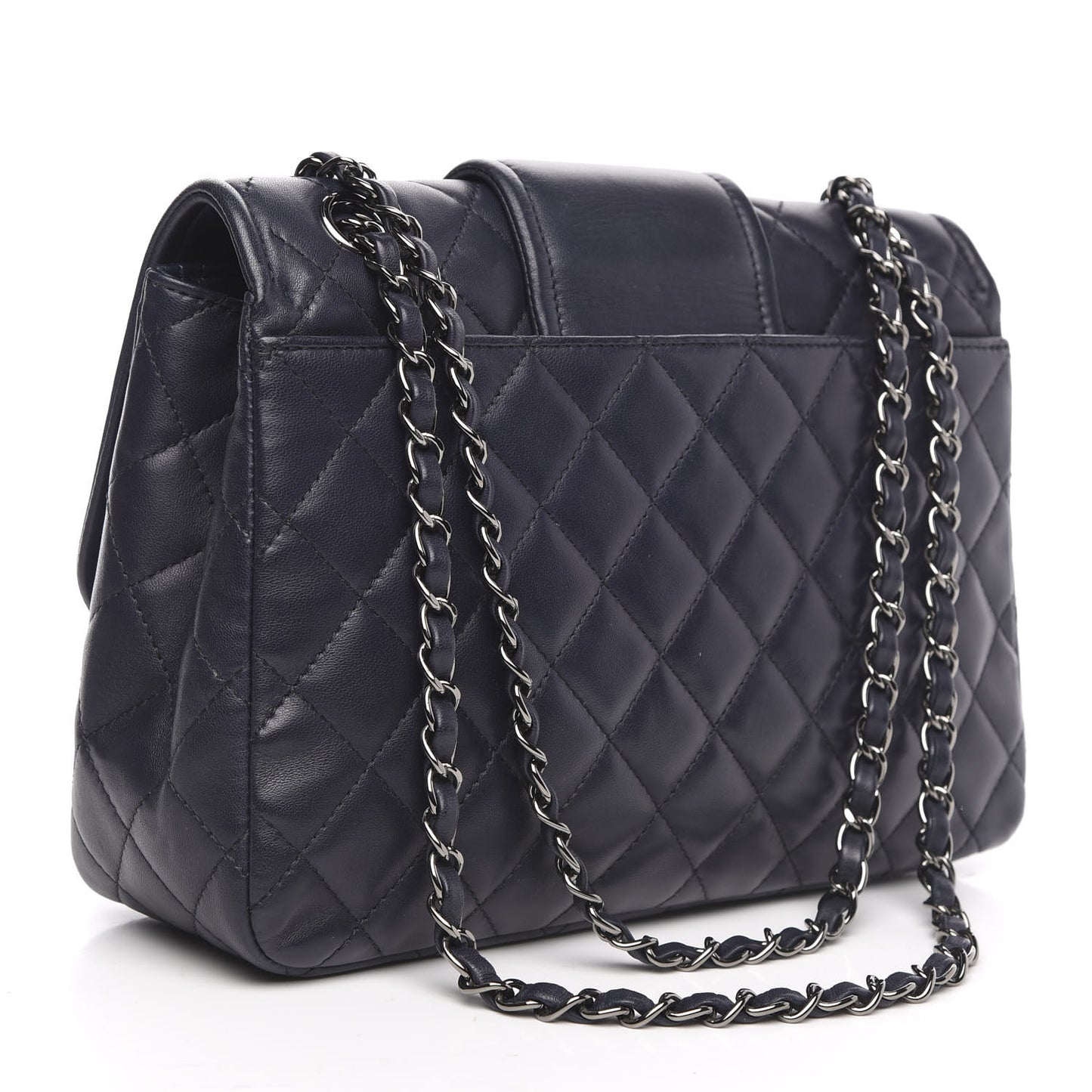 Lambskin Quilted Elementary Chic Flap Navy