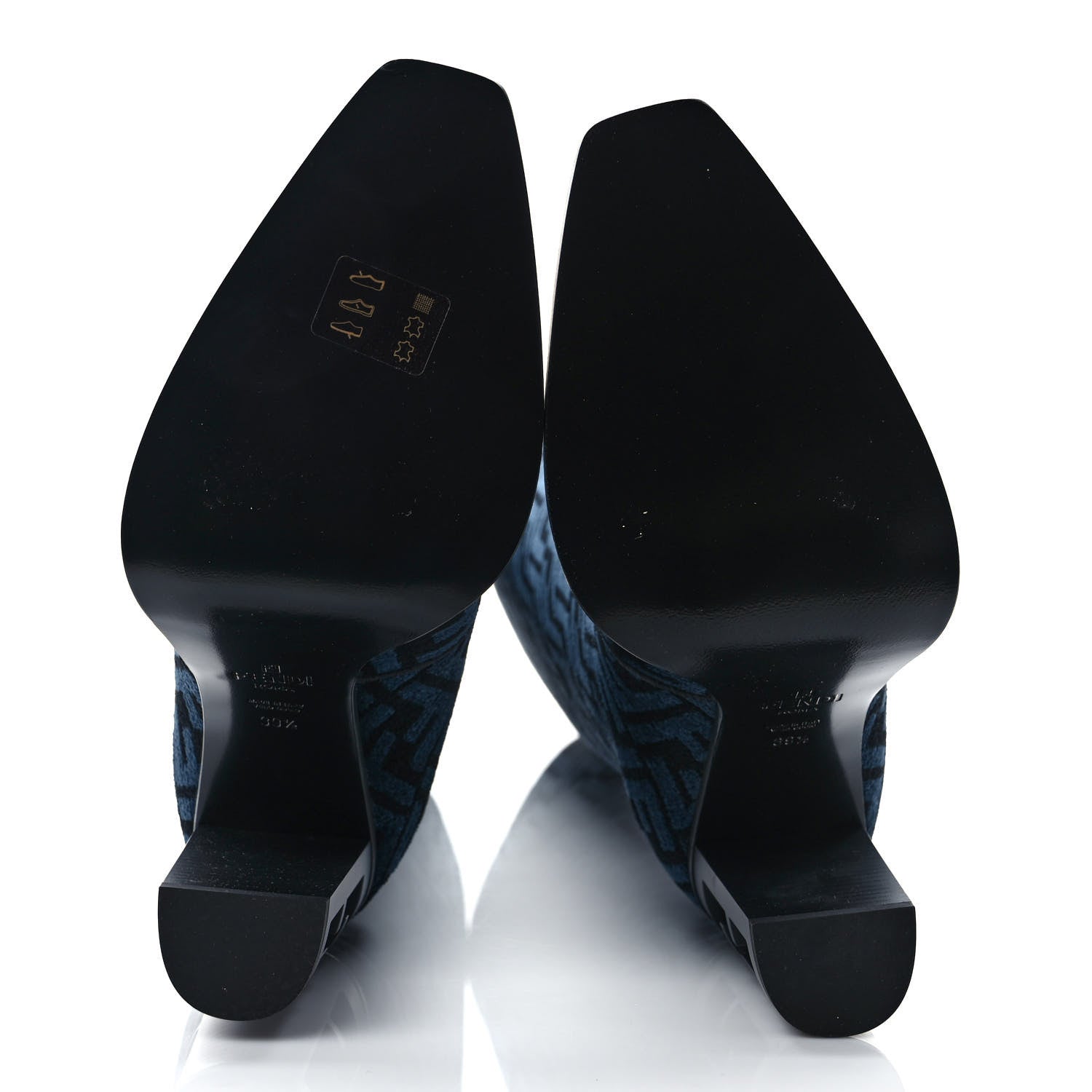 Fendi Chenille Jacquard FF 110mm Knee Boots 39.5 Black Blue 6 of 7