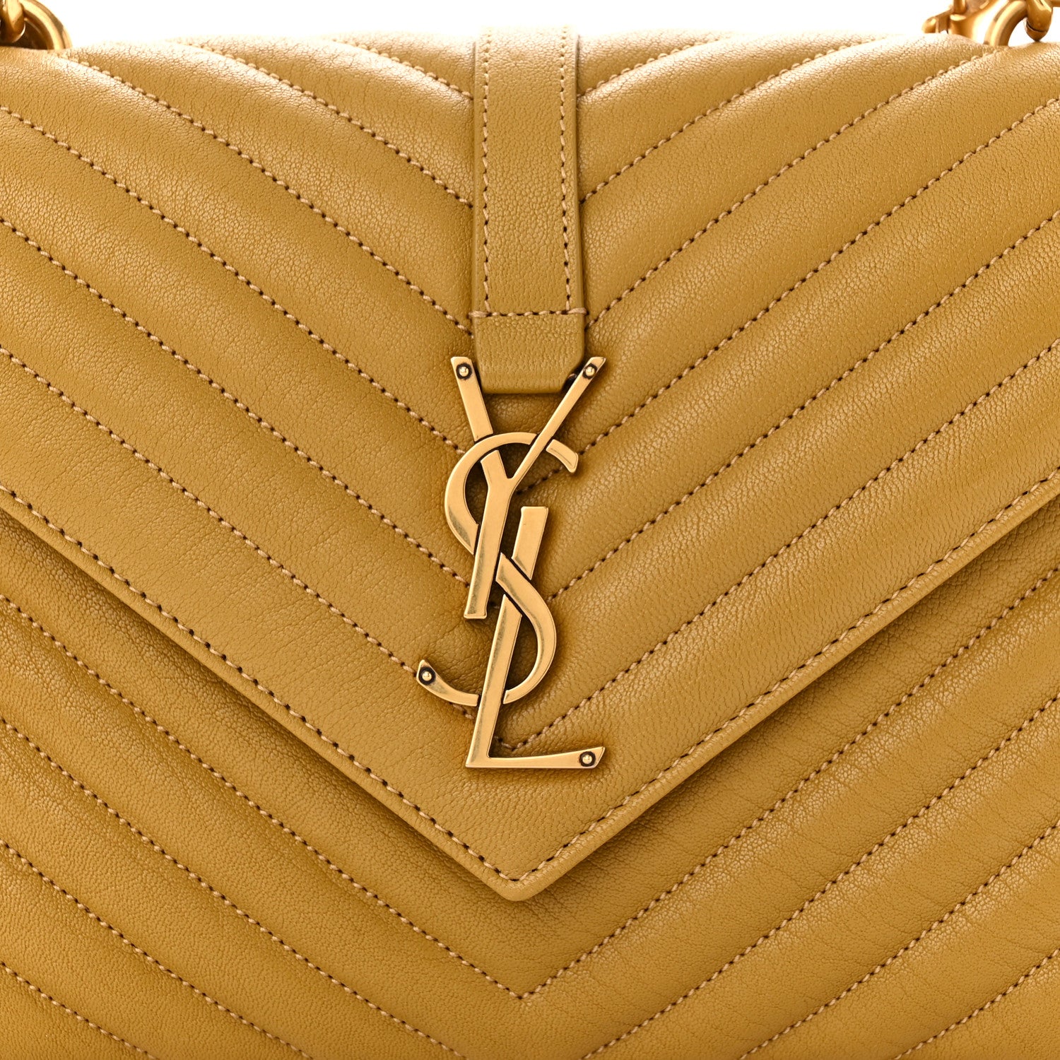 Saint Laurent Sheepskin Matelasse Chevron Monogram Medium College Bag Olive 10 of 10