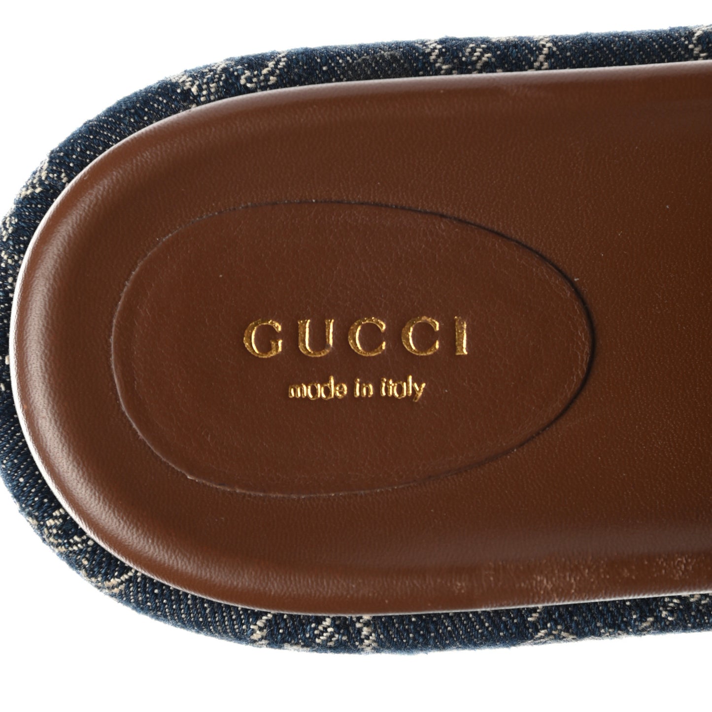 New Denim GG Monogram Angelina Platform 55mm Slide Sandals 39.5 Blue Tea