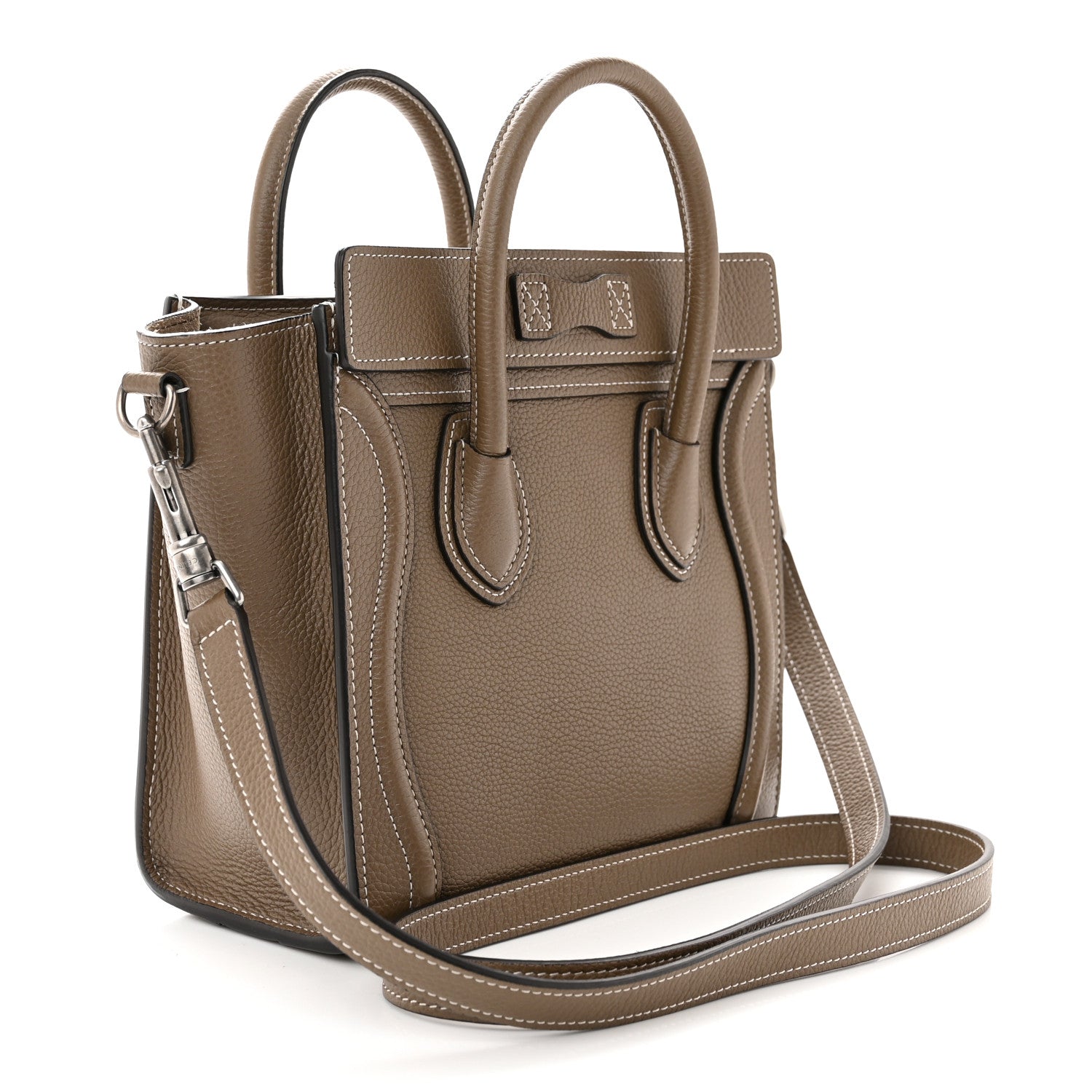 Celine Drummed Calfskin Nano Luggage Souris 3 of 11