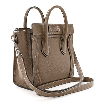 Celine Drummed Calfskin Nano Luggage Souris 3 of 11