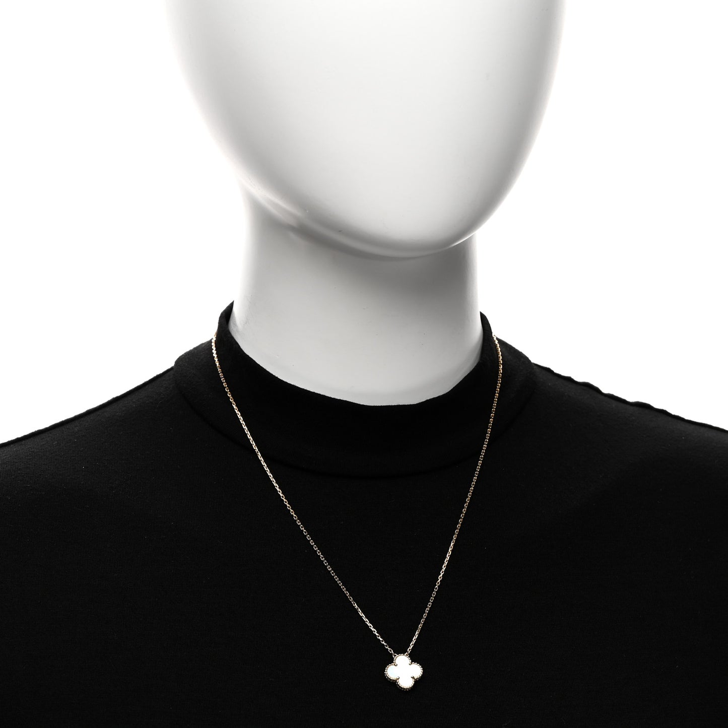 18K Yellow Gold Mother of Pearl Vintage Alhambra Pendant Necklace