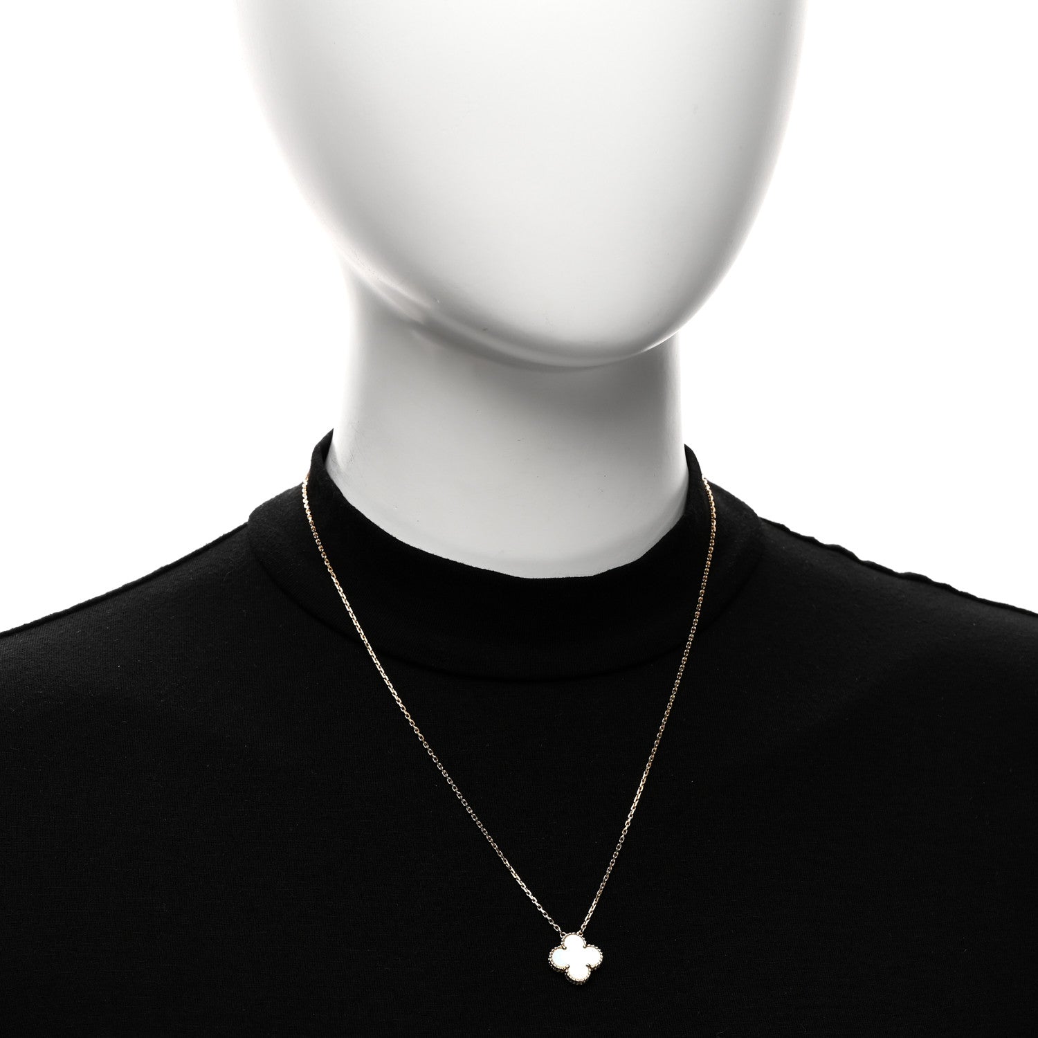 Van Cleef & Arpels 18K Yellow Gold Mother of Pearl Vintage Alhambra Pendant Necklace 2 of 6