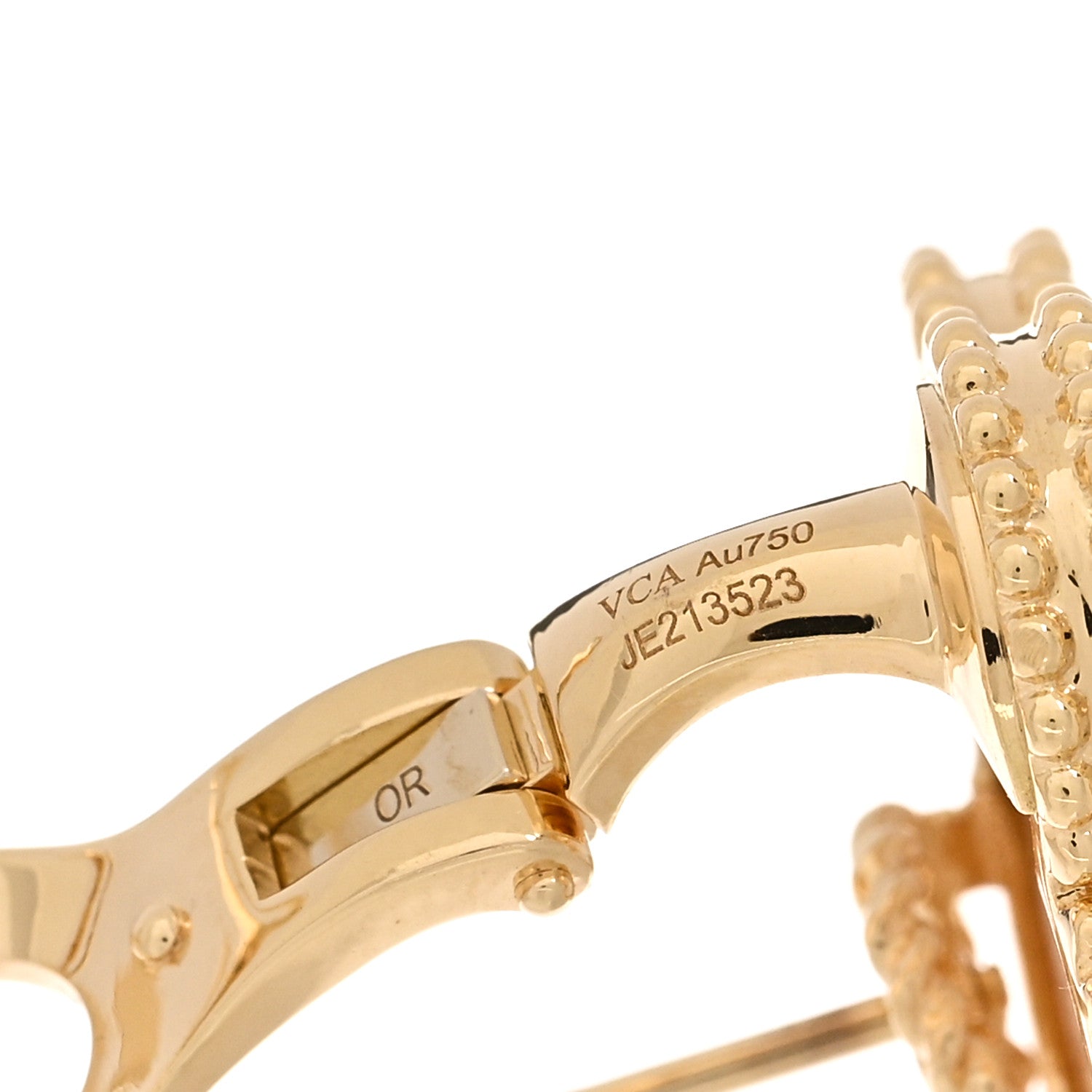 Van Cleef & Arpels 18K Yellow Gold Mother of Pearl Magic Alhambra Earrings 4 of 4