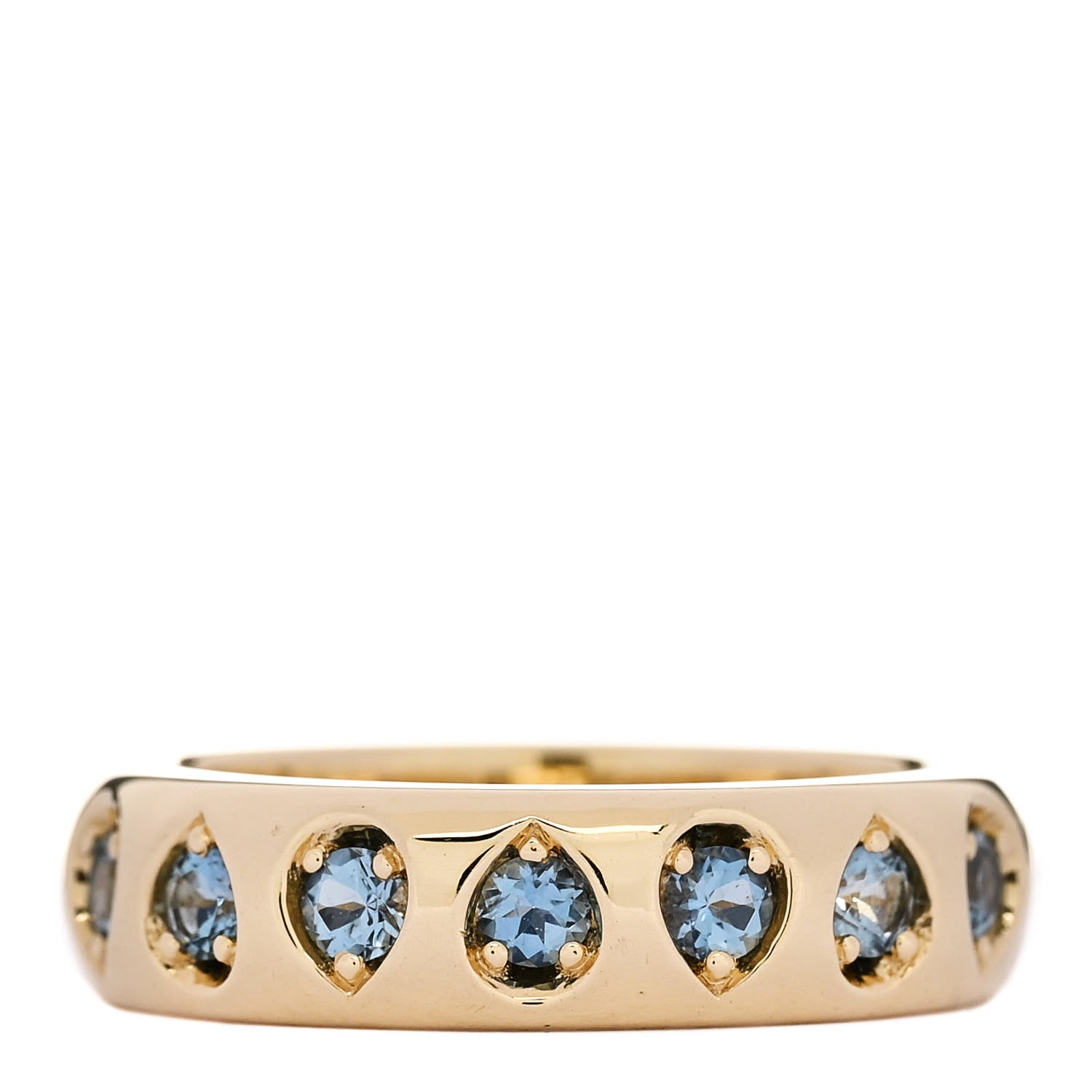 Foundrae 18K Yellow Gold Aquamarine Gemstone Band Ring 54 7 1 of 4