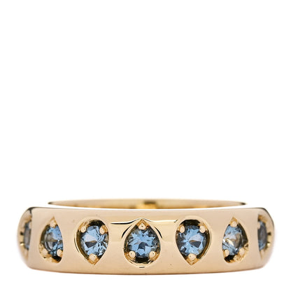 Foundrae 18K Yellow Gold Aquamarine Gemstone Band Ring 54 7 1 of 4