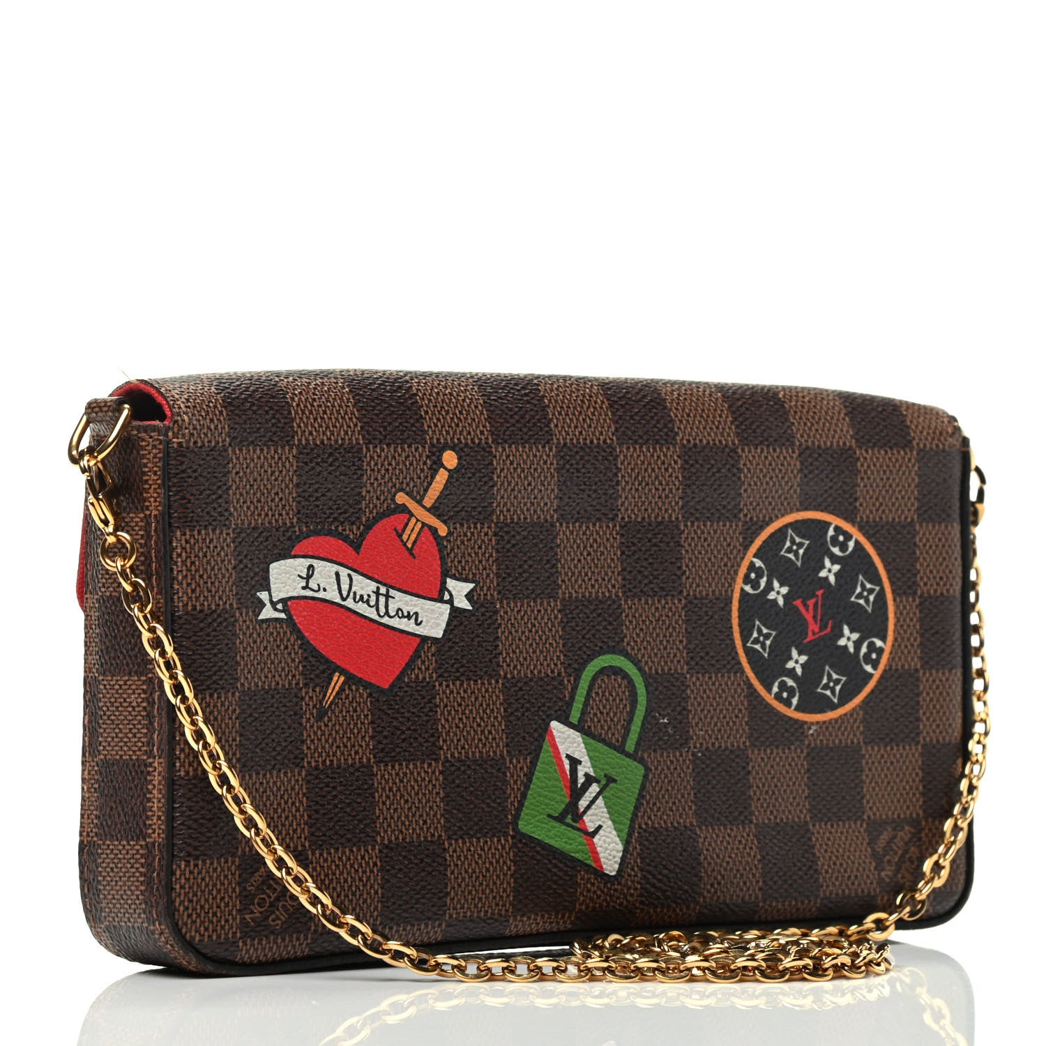 Louis Vuitton Damier Ebene LV Stories Pochette Felicie Chain Wallet 2 of 4