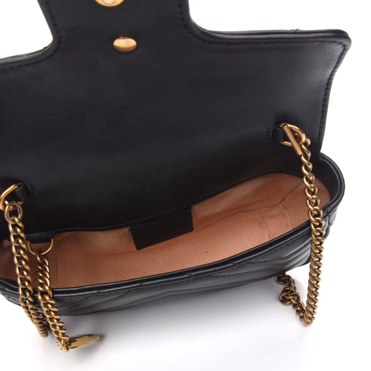 Calfskin Matelasse Super Mini GG Marmont Shoulder Bag Black