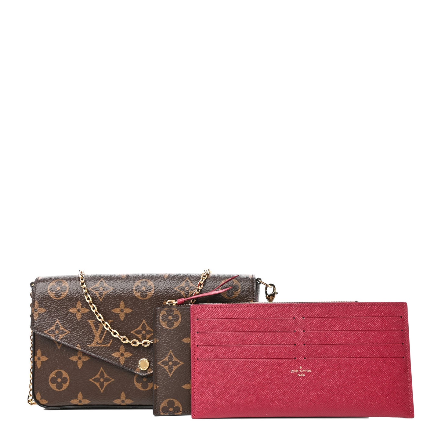 Monogram Pochette Felicie Chain Wallet Fuchsia