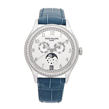 Patek Philippe 18K White Gold Alligator Diamond Bezel 38mm Annual Calendar Automatic Watch 4947G-010 1 of 5