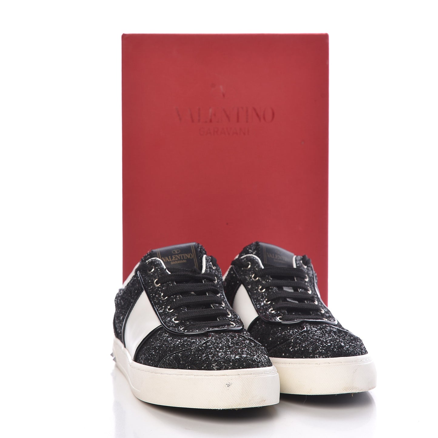 Calfskin Glitter Flycrew Sneakers 36.5 Black