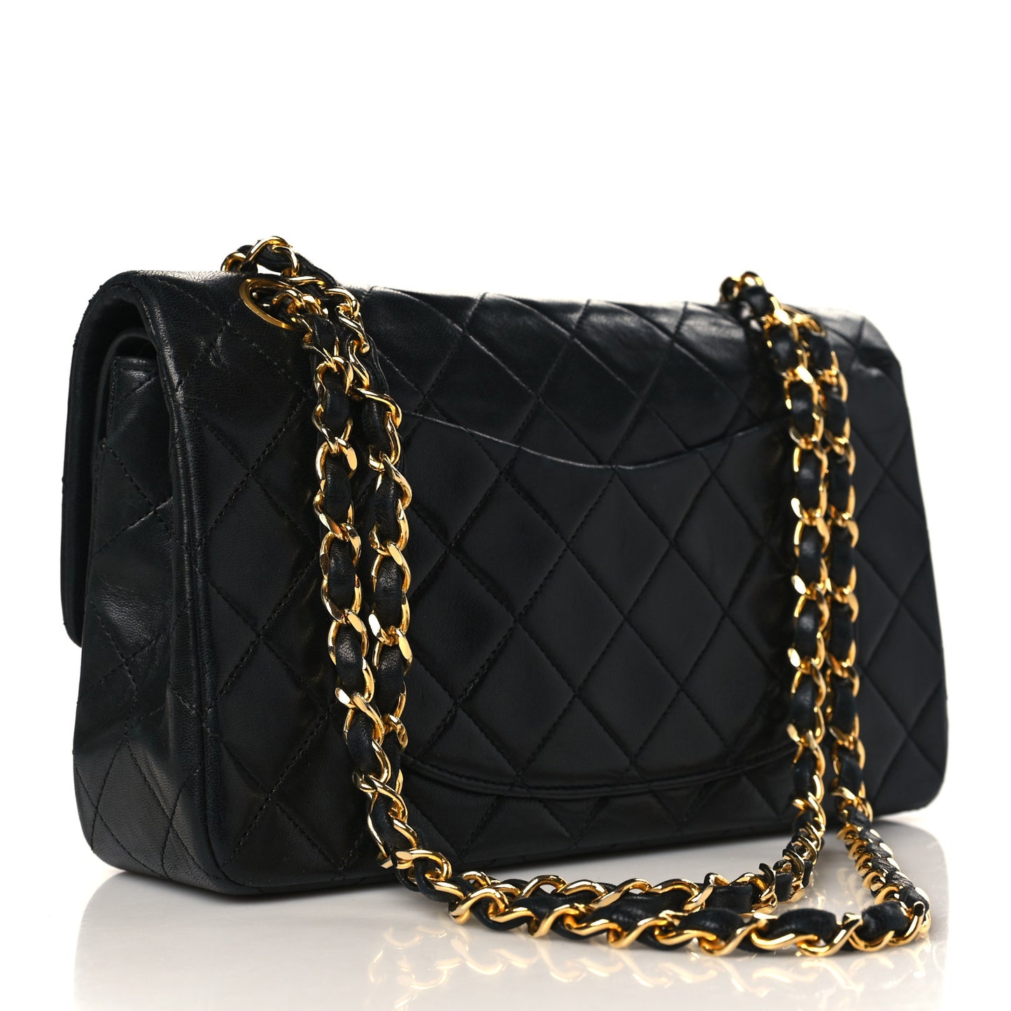 Lambskin Quilted Small Double Flap Black