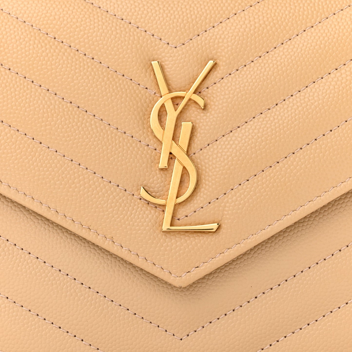 Grain De Poudre Matelasse Chevron Monogram Envelope Chain Wallet Nude Powder